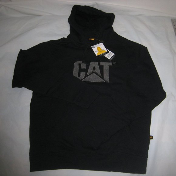 CAT Hooded Sweatshirt Pullover Black Men's Embroidered Logo S3 Cord System Sz S - Picture 1 of 7
